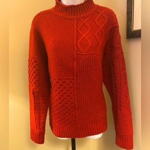American Eagle women’s red heather cable mock neck sweater. Size Medium